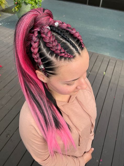 Rave Hairstyles Braids, Hair Braided Ponytail, Cornrow Ponytail Styles, Festival Hair Braids, Rave Hairstyles, Rave Braids, Festival Braids, Cornrow Ponytail, Tan Skin Blonde Hair