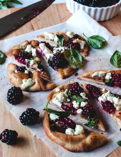 Blackberry and Goat Cheese Flatbread — Holland House Eatery Blackberry Goat Cheese Flatbread, Blackberry Goat Cheese, Cheese Flatbread Recipes, Goat Cheese Flatbread, Goats Cheese Flatbread, Flavor Pairing, Crispy Flatbread, Naan Flatbread, Fig Spread