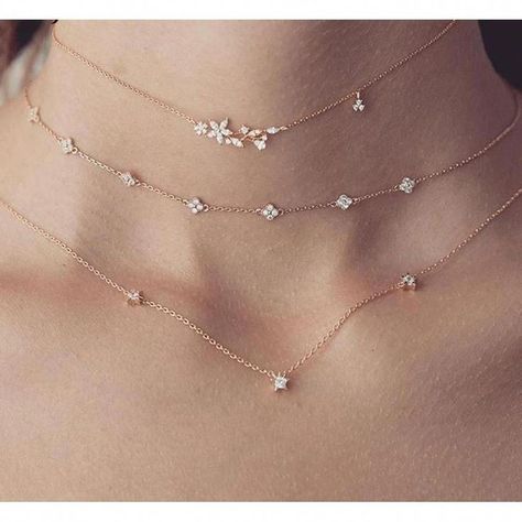 Sterling Silver Choker Necklace, Three Necklaces, Sterling Silver Choker, Silver Choker Necklace, Diamond Solitaire Necklace, Silver Choker, Chain Choker Necklace, Dainty Necklace, Accessories Jewelry