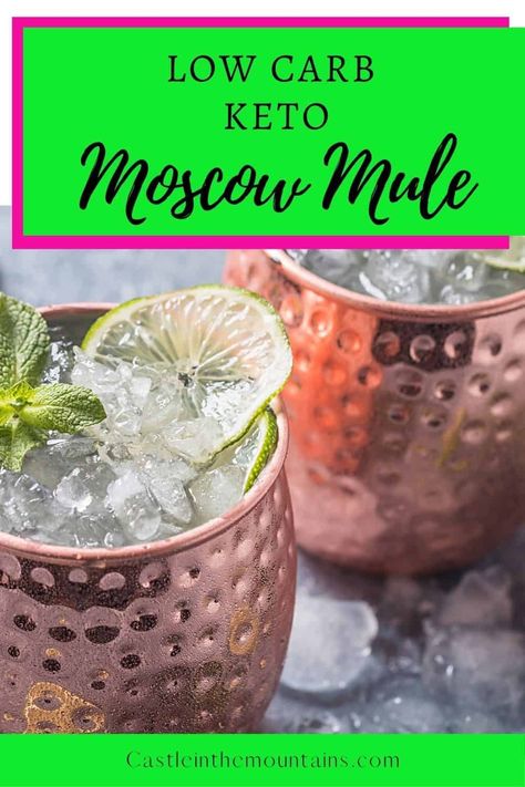 The Keto Moscow Mule is everything you love about the original buzzy drink without the carbs. Make this kicky drink for yourself or a crowd. #ketococktails #castleinthemountains #easyketo Chia Seed Crackers, Low Carb Candy, Low Carb Chips, Low Carb Cocktails, Moscow Mule Recipe, Keto Cocktails, Mule Recipe, Low Carb Drinks, Keto Drink