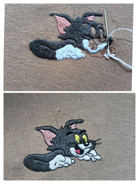 Tom And Jerry Embroidery, Embroidered Tops, Tom Jerry, Tom And Jerry, Embroidered Sweatshirts, Embroidered Top, Embroidery Thread, Hand Embroidery, Cross Stitch