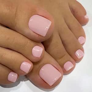 KXAMELIE Solid Color Square Press on Toenails Short,Glossy Fake Toenails Press on Nails Acrylic Toe Nails,Reusable Baby Pink Toenails Fake Toe Nails Natural in 24 PCS,Seamless Fit Toe Nails Glue on Pale Pink Toe Nails, Nude Pink Pedicure, Pink Toe Nails Ideas, Soft Pink Toe Nails, Toe Nail Designs Pink, Spring Toenail Colors 2024, Spring Toenail Colors, Natural Short Nails, Pink Toenails