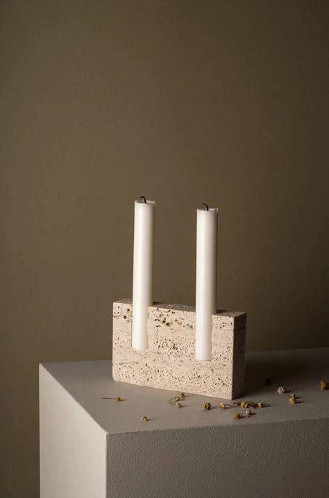 Clay Candle Holders, Stone Candle Holder, Candle Design, Stone Candles, Clay Candle, Cement Diy, Concrete Candle, Diy Candle Holders, Concrete Crafts