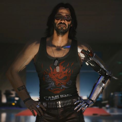 Cyberpunk Johnny, Gta V 5, Johnny Silverhand, Cyberpunk Games, Black Sleeveless Shirt, Arte Van Gogh, Cyberpunk Aesthetic, Cyberpunk City, Arte Cyberpunk