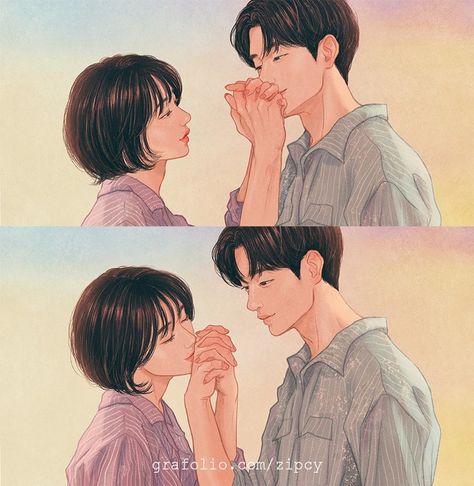 Art Love Couple, Seni Korea, Art Amour, Illustration Art Nouveau, Art Mignon, Cute Couple Drawings, Couple Illustration, Arte Inspo, Love Illustration