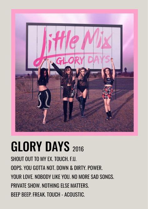 Little Mix Glory Days, Minimalist Music, Kid Ink, Music Poster Ideas, Indie Movies, Music Album Covers, Glory Days, Music Covers, Music Mix