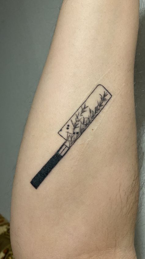 Kitchen Knife Tattoo, Chef Knife Tattoo, Chef Tattoo, Knife Tattoo, Tattoo Inspo, Chef Knife, Rosemary, Tatting, Tattoo Ideas