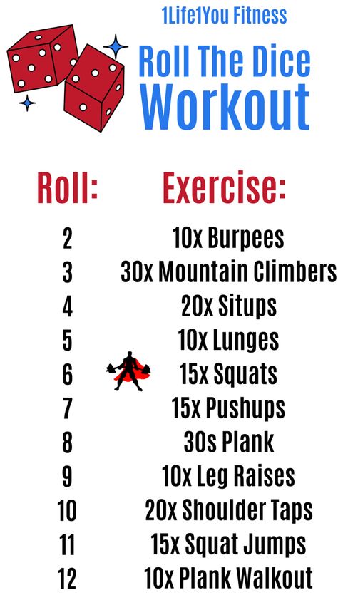 Dice Workout Fitness, Unique Workout Ideas, Creative Workout Ideas, Roll The Dice Workout, Workout Class Ideas, Fun Workout Games, Dice Workout, Fun Workout Ideas, Fun Fitness Games