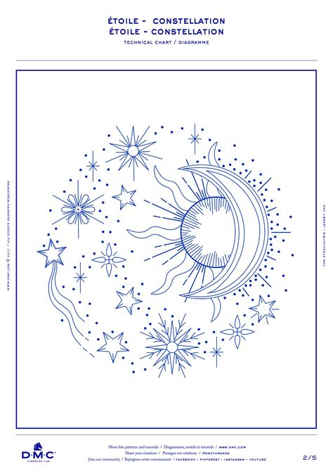 Funky Embroidery Patterns, Embroidery Hoop Alternative, Stars Embroidery Pattern, Moon And Sun Embroidery, Space Embroidery Designs, Free Pdf Embroidery Pattern, Embroidery Patterns Free Templates Stitching, Dmc Embroidery Patterns, Celestial Embroidery Pattern