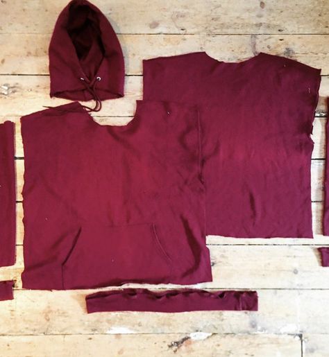 Old fabric to hoodie upcycle Hoodie Upcycle, Upcycle Clothes Diy, Clothes Diy, Mens Hoodie, Upcycled Fashion, Green Hoodie, Refashion Clothes, Red Hoodie, Sewing For Kids