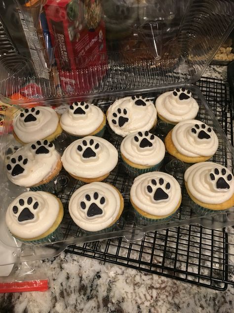 Snow leopard paw print cupcakes Snow Leopard Cupcakes, Leopard Birthday Cake, Paw Print Cupcakes, Leopard Cupcakes, Leopard Paw Print, Biscuit Icing, Leopard Birthday Parties, Leopard Cake, Leopard Birthday