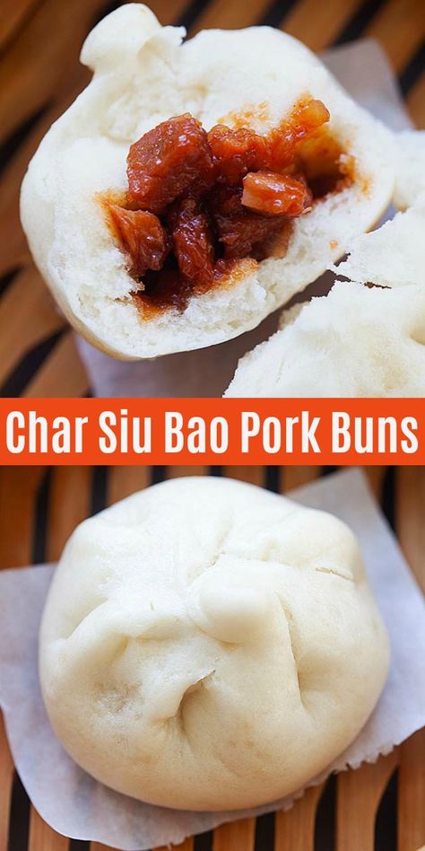 Bbq Pork Buns Recipe, Char Siu Bao Recipe, Bao Recipe, Buns Recipe Easy, Char Siu Bao, Steam Buns Recipe, Siu Bao, Steamed Pork Buns, Steamed Pork