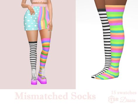 The Sims Resource - Mismatched Socks Sims 4 Socks, Mismatched Socks, Sims 4 Cc, The Sims Resource, Sims Resource, The Sims, Sims 4, Stripes, Socks