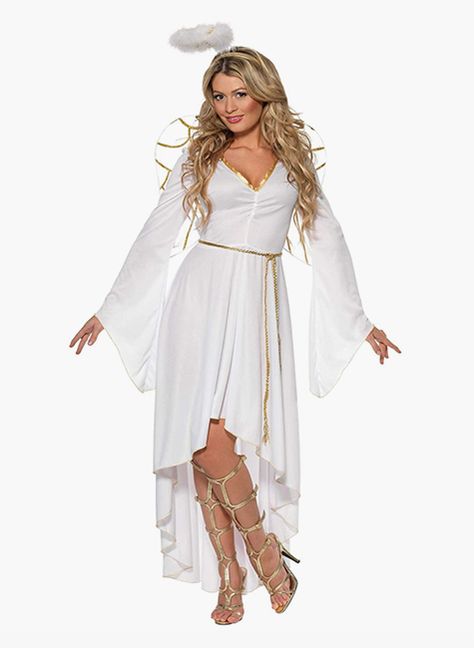 Goddess Halloween Costume, Goddess Halloween, Toga Costume, Greek Costume, Greek Goddess Costume, White Angel Wings, Goddess Costume, Angel Outfit, Angel Costume