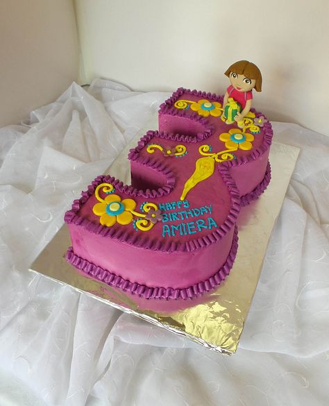 https://flic.kr/p/CdVpqd | Number 3 Dora themed birthday cake Monogram Cakes, Number 3 Cakes, Dora Cake, Monogram Cake, Themed Birthday Cakes, Breadsticks, Birthday Cake Kids, Bday Ideas, Number 3