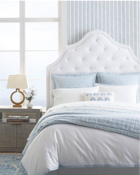 Border frame duvet and shams other colors available Tufted Bed, Pondicherry, White Duvet Covers, White Duvet, Coastal Bedroom, Serena And Lily, Luxury Bedding Sets, Bed Sets, Striped Wallpaper