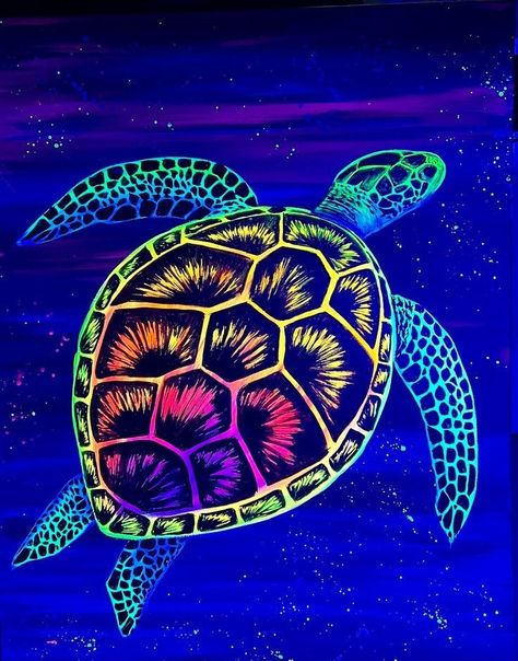 Besties Ideas, Garage Mural, Black Light Room, Sea Turtle Wallpaper, Turtle Background, Sea Turtle Artwork, Turtle Stuff, Crown Bottle, Turtle Wallpaper