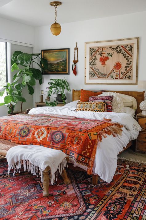 Bedroom Eclectic, Boho Bedroom Design, Bedroom Redesign, Boho Style Bedroom, Boho Bedroom Ideas, Apartment Vibes, Creative Bedroom, Eclectic Bedroom, Bohemian Bedroom Decor