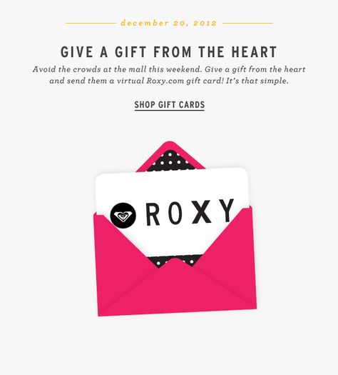 animated GIF - gift card email - leverege this type of creative for voucher or thank you campaigns. Gift Card Campaign, E Gift Card Email, Gift Card Email Design, E Gift Card Design, Edm Ideas, Holiday Emails, Email Blast, Gift Card Design, Email Newsletters