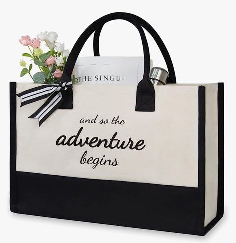 And so The adventure begins tote bag Bachelorette Bride Gifts, Bridal Shower Gifts For Bride, Presents For Wife, Bride Bag, Hangover Kit, The Adventure Begins, Adventure Begins, Bachelorette Party Gifts, Reusable Shopping Bags