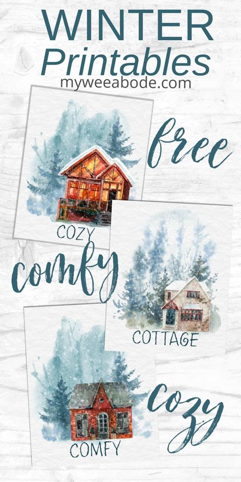 Winter Printables Free Wall Art, Free Printable Winter Wall Art, Watercolor Printable Free, Diy Winter Decorations, Winter Decor Diy, Diy Winter Decor, Winter Printables Free, Winter Decorating Ideas, Free Christmas Crafts