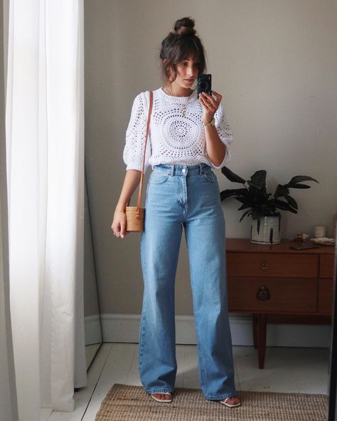 Summer Outfits With Sneakers Women, Bbq Outfits, Wide Leg Jeans Outfit, Look Boho Chic, Mode Casual, Stil Inspiration, Summer 24, Oui Oui, Looks Style