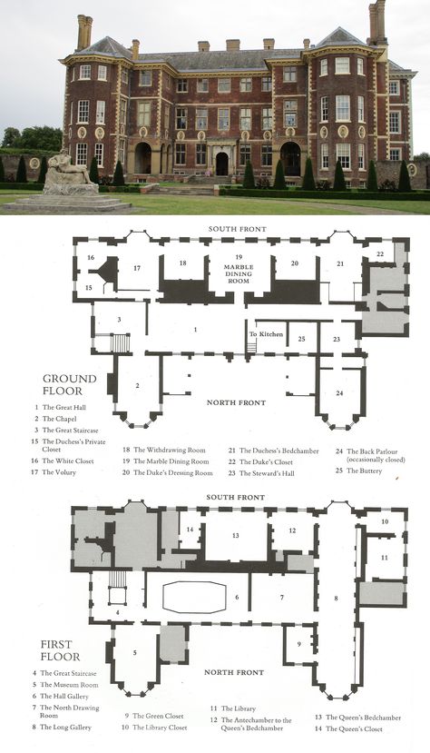 Ham House, Castle House Plans, Castle Floor Plan, Victorian House Plans, House Plans Mansion, Sims 4 House Plans, Mansion Floor Plan, Vintage House Plans, Sims 4 House Design