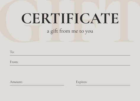 An easy-to-edit certificate template for Google Docs. Blank Gift Certificate, Free Printable Gift Certificates, Christmas Gift Certificate Template, Blank Certificate Template, Christmas Gift Certificate, Free Gift Certificate Template, Blank Certificate, Free Certificate Templates, Resignation Letters