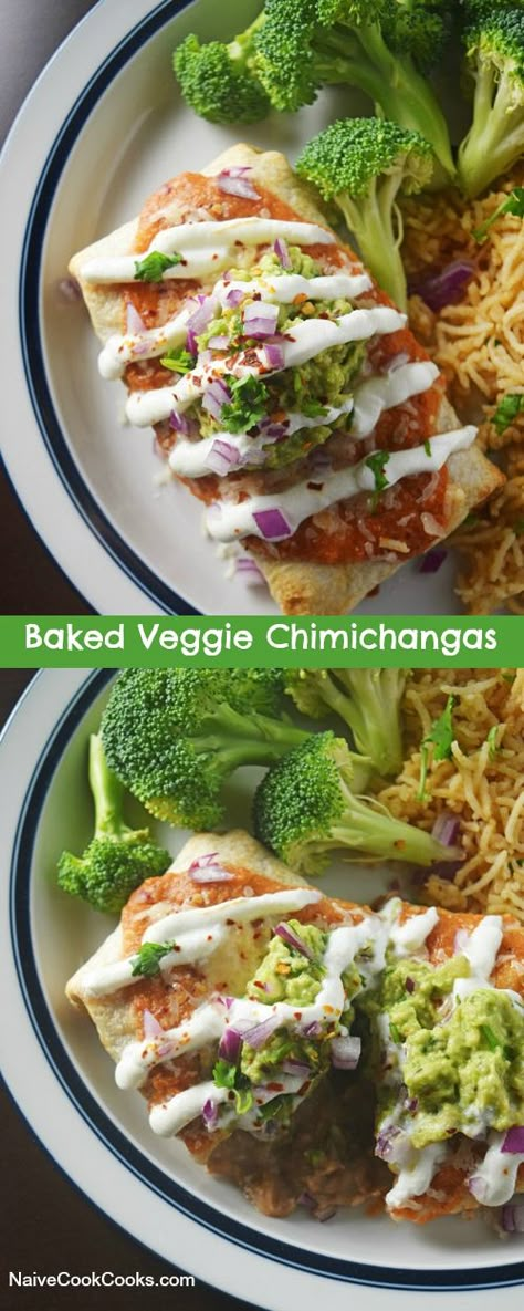 baked veggie chimichangas Vegetable Chimichanga Recipe, Veggie Chimichanga Recipe, Vegetarian Chimichanga Recipe, Vegetarian Chimichanga, Chimichangas Recipes, Chimichanga Recipes, Baked Chimichangas, Pressure Cooker Beans, Chimichanga Recipe