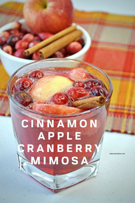 Cinnamon Apple Cranberry Mimosa is a beautiful blend of an Apple Cider Mimosa and a Cranberry Mimosa. It’s the perfect Apple Cider Cocktail. #cinnamonapplecranberrymimosa #Myturnforus #Applecidermimosa #Cranberrymimosa #Cranberrymimosa Cider Mimosa, Cranberry Mimosa, Cider Mimosas, Apple Cider Mimosa, Cider Cocktail, Christmas Drinks Recipes, Apple Cider Cocktail, Mimosa Recipe, Cider Cocktails