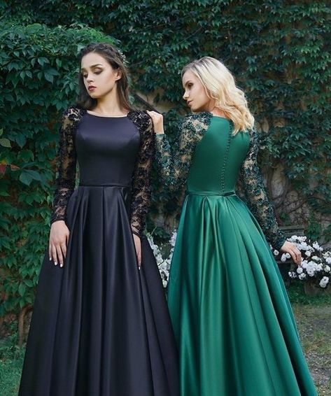 Black Wedding Dress Long Sleeve, Long Sleeve Dress Prom, Black Wedding Dress, Gown White, Satin Dress Long, Indian Gowns Dresses, Prom Dresses Modest, Long Evening Gowns, Stylish Dresses For Girls