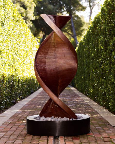 The Phillips Collection Twisted Copper Fountain Copper Fountain, Modern Outdoor Fountains, Sculpture Fountain, Modern Fountain, Outdoor Water Features, Fountains Backyard, Fountain Design, Waterfall Features, Water Fountains Outdoor