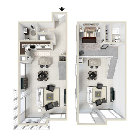 Studio and 1 Bedroom Apartment Floor Plans | The Lofts on La Brea Loft Apartment Layout Floor Plans, Small Loft Apartment Layout, Loft Apartment Layout, Loft Apartment Floor Plan, Loft Type House, Studio Apartment Plan, Small Apartment Floor Plans, Small Loft Apartments, Loft Layout