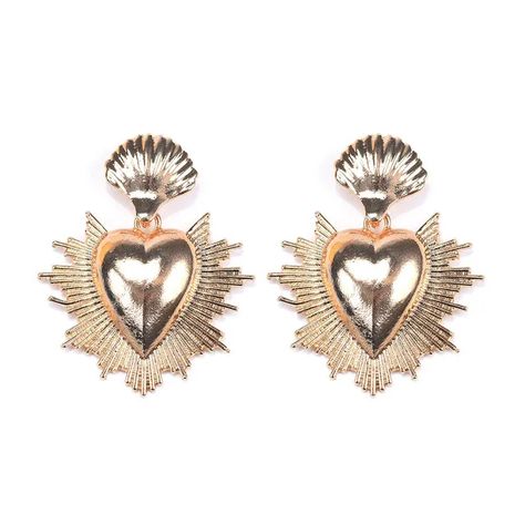 Sacred heart statement earrings | ☽ ShopMoonChild ☾ Red Heart Earrings, Angel Earrings, Alternative Jewelry, Retro Punk, Gold Statement Earrings, Heart Dangle Earrings, Estilo Punk, Heart Shaped Earrings, Gold Alloys