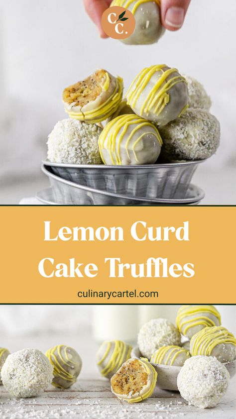 Curd Cake, Lemon Truffles, Lemon Curd Cake, Chocolate Bowl, Lemon Curd Recipe, Cake Hacks, Curd Recipe, Bite Size Desserts, Truffle Recipe