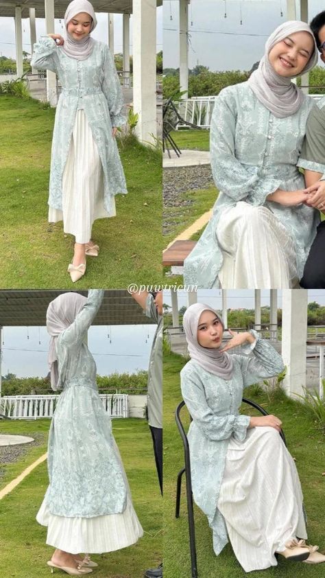 #hijabcantik #dress #hijabstyle #hijabsyari #fashionhijab #Event #outfithijab #hijabfab #styleoftheday #hijabiblogger #Discount #bhfyp Raya Outfit Hijab, Ootd Wisuda Hijab, Outfit Dress Hijab, Outfit Kondangan Casual, Dress Kondangan Hijab, Hijab Dress Outfit, Tunik Hijab Style, Flower Print Gown, Lebaran Outfit