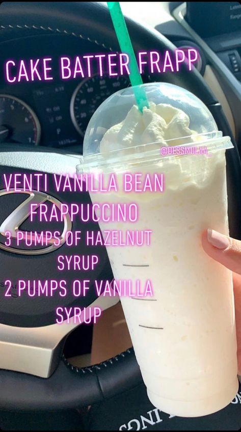 Cake Batter Frappuccino Starbucks, Starbucks Drinks To Try Vanilla, Tasty Starbucks Drinks, Cake Batter Starbucks Drink, Starbucks Frappe Orders, Starbucks Custom Drinks, Drinks To Get At Starbucks, Custom Starbucks Drinks, Starbucks Copycat Recipes Drinks