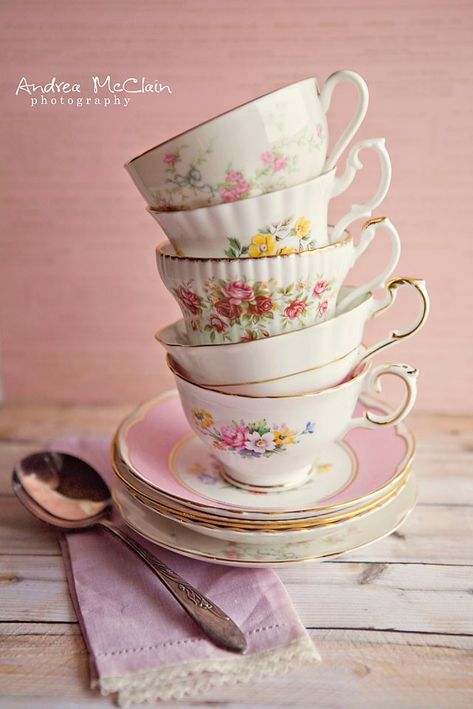 Stacked Teacups Stacked Tea Cups, Stacked Teacups, Wonderland Tattoo, French Art, Tea Cup, Still Life, Tea Cups, Tea, Pink