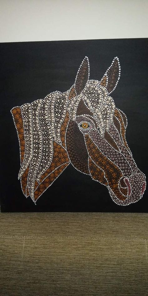 Horse Dot Painting, Pointalism Art, Aboriginal Art Dot Painting, Pencil Drawing Images, Seed Bead Jewelry Patterns, Mandala Canvas, Texas Art, Dot Art Painting, Modern Quilt Patterns