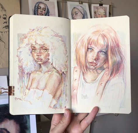 Colorful Sketches, Colored Pencil Portrait, Color Pencil Illustration, Pencil Portraits, The Sketchbook, Arte Sketchbook, Arte Inspo, Sketchbook Inspiration, Color Pencil Art