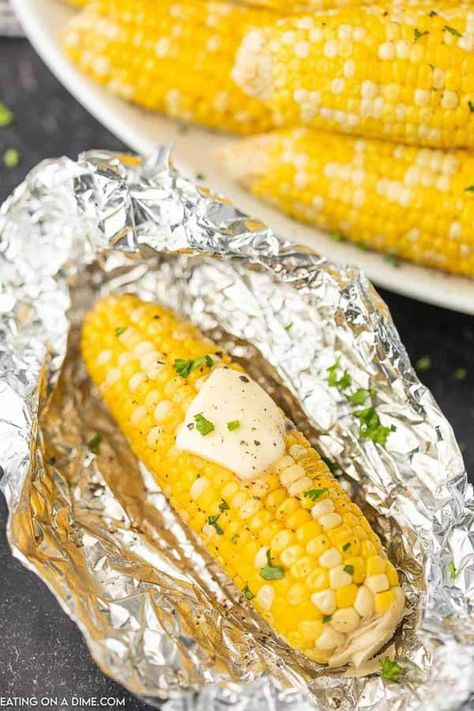 How to Grill Corn on the Cob - Grilled Corn on the Cob Recipe Campfire Corn On The Cob, Bbq Corn On The Cob In Foil, Bbq Corn On The Cob, Frozen Corn On The Cob, Grilled Corn On Cob, Corn Bbq, How To Grill Corn, Grill Corn On The Cob, Hiking Necessities