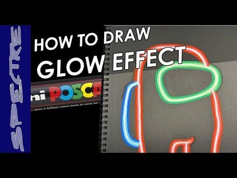 How to Draw in the Glow (or Neon) Effect [easy] with #Posca - YouTube How To Draw Neon Lights, Neon Drawings Easy, Glow Effect Drawing, Neon Painting Ideas Easy, Neon Art Painting, Astronaut Drawing, Neon Effect, Pastel Crayons, Glow Effect