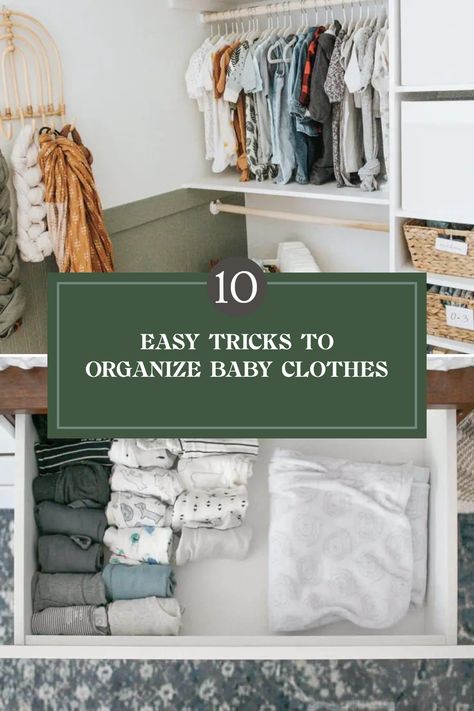 Are you struggling with organizing all those adorable baby outfits? Check out these 10 simple, creative ways to organize your baby's clothes effortlessly! From using cute hanging dividers to clever folding techniques for your drawers, these organizing tips will help you keep everything neat while still being easy to access. Say goodbye to cluttered closets and hello to a beautifully organized baby's wardrobe. Transform your chaos into comfort with these expert ideas that suit any space and style! Folding Baby Clothes Organizing, Baby Clothes Organization Small Spaces, Organizing Baby Clothes, Baby Drawer Organization, Organize Baby Clothes, Folding Baby Clothes, Clothes Organization Small Space, Baby Drawer, Adorable Baby Outfits