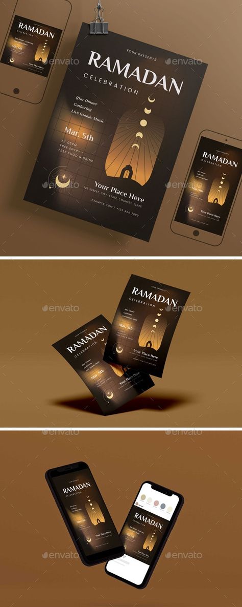 Ramadan Kareem Celebration Flyer Set - Events Flyers Ramadan Flyer, Islamic Music, Ramadan Celebration, For Ramadan, Event Flyers, Ramadan Kareem, Iftar, Color Effect, Image Photography