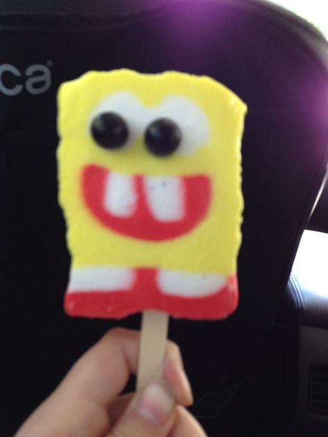 Sponge Bob Popsicle! Yum!!! Sponge Bob Popsicle, Spongebob Popsicle, Clay Ice Cream, Ice Cream Nails, Easy Clay Sculptures, Collage Project, Spongebob Birthday, Door Tags, Cream Nails