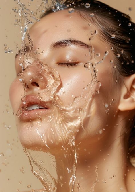 Clear liquid splashing portrait washing. | premium image by rawpixel.com / Pinn Facial Pictures Skincare, Washing Face Photography, Aesthetic Facial Pictures, Skincare Campaign Photography, Skincare Inspo Aesthetic, Clear Face Aesthetic, Washing Face Aesthetic, Skin Care Photography Ideas, Facial Background