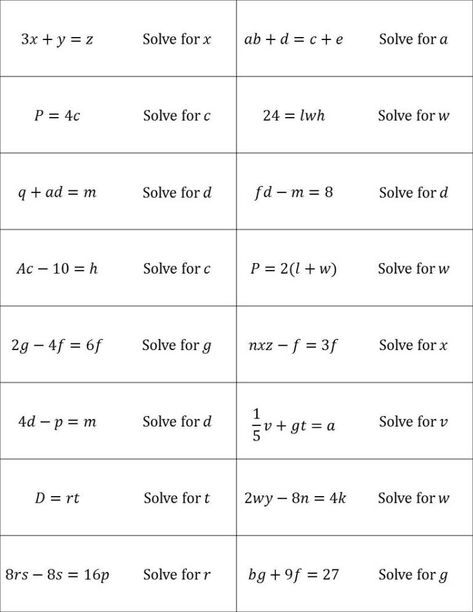 Solving Literal Equations “Connect 4” Activity {Student Approved} FREE DOWNLOAD – Math by the Mountain Algebra Interactive Notebooks, Equations Notes, Literal Equations, Persuasive Writing Prompts, Writing Linear Equations, Solving Quadratic Equations, Solving Linear Equations, School Algebra, All About Me Preschool