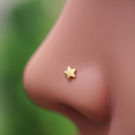 Gold Star Nose Stud, Star Nose Piercing, Star Nose Ring, Nose Jewellery, Nyc Drill, L Post, Cute Nose Piercings, Piercing Stud, Sterling Silver Nose Rings