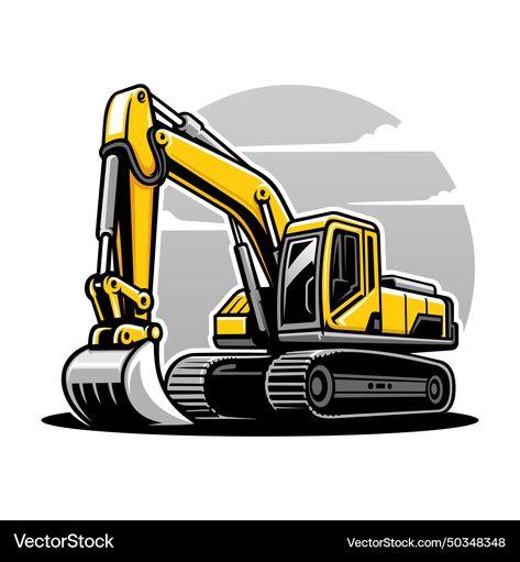 Excavator Logo Design, Excavator Illustration, Excavator Vector, Excavator Svg, Excavator Logo, Wooden Wheel, Kids' Bed, Construction Equipment, Transparent Png