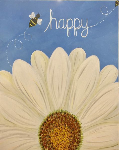 Painting Bees Easy, Painted Bees Easy, Bee Painting Simple, Painting Bees, Painting Simple, Bee Painting, Sip N Paint, Dots Wallpaper, Paint Night